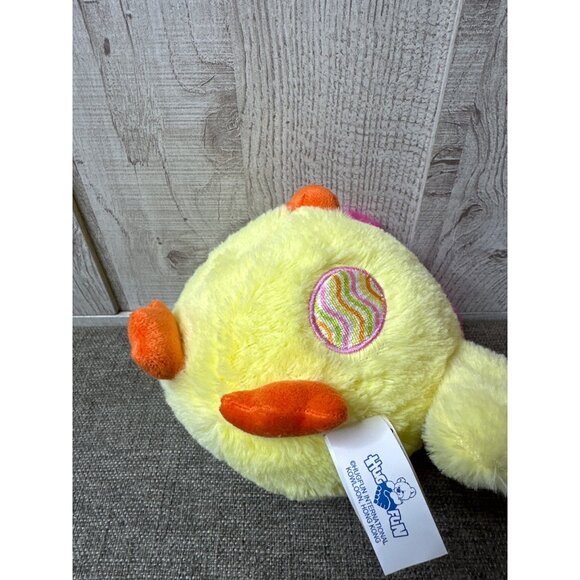 Hugfun Yellow Round Plush Duck With Pink Bunny Ears - Picture 5 of 5